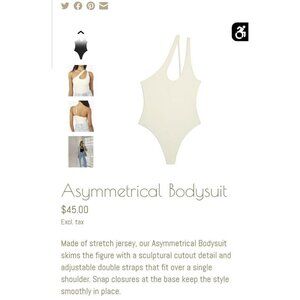 WeWoreWhat Women's Asymmetrical Thong Bodysuit Ivory Size L